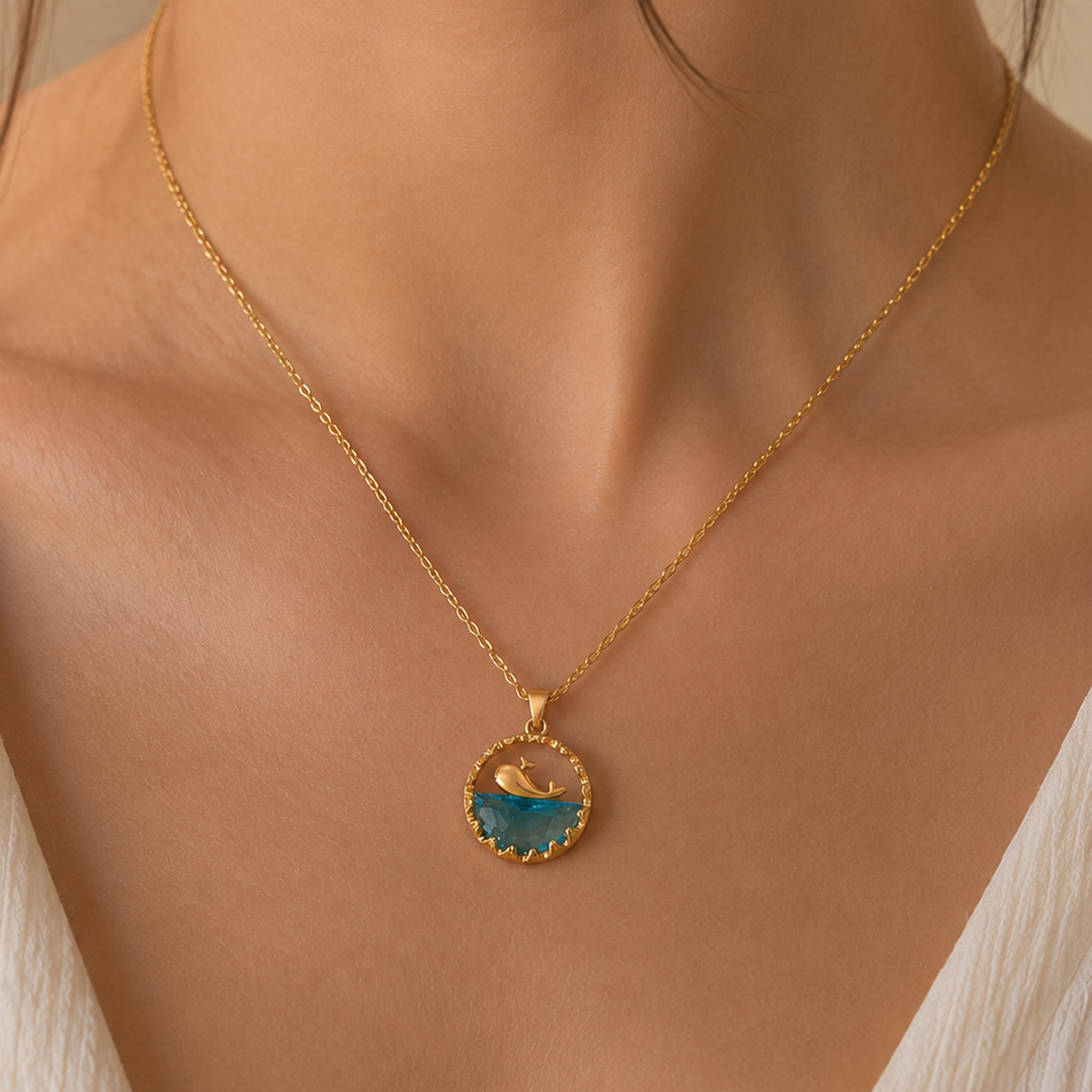 Whale Blue Crystal Necklace