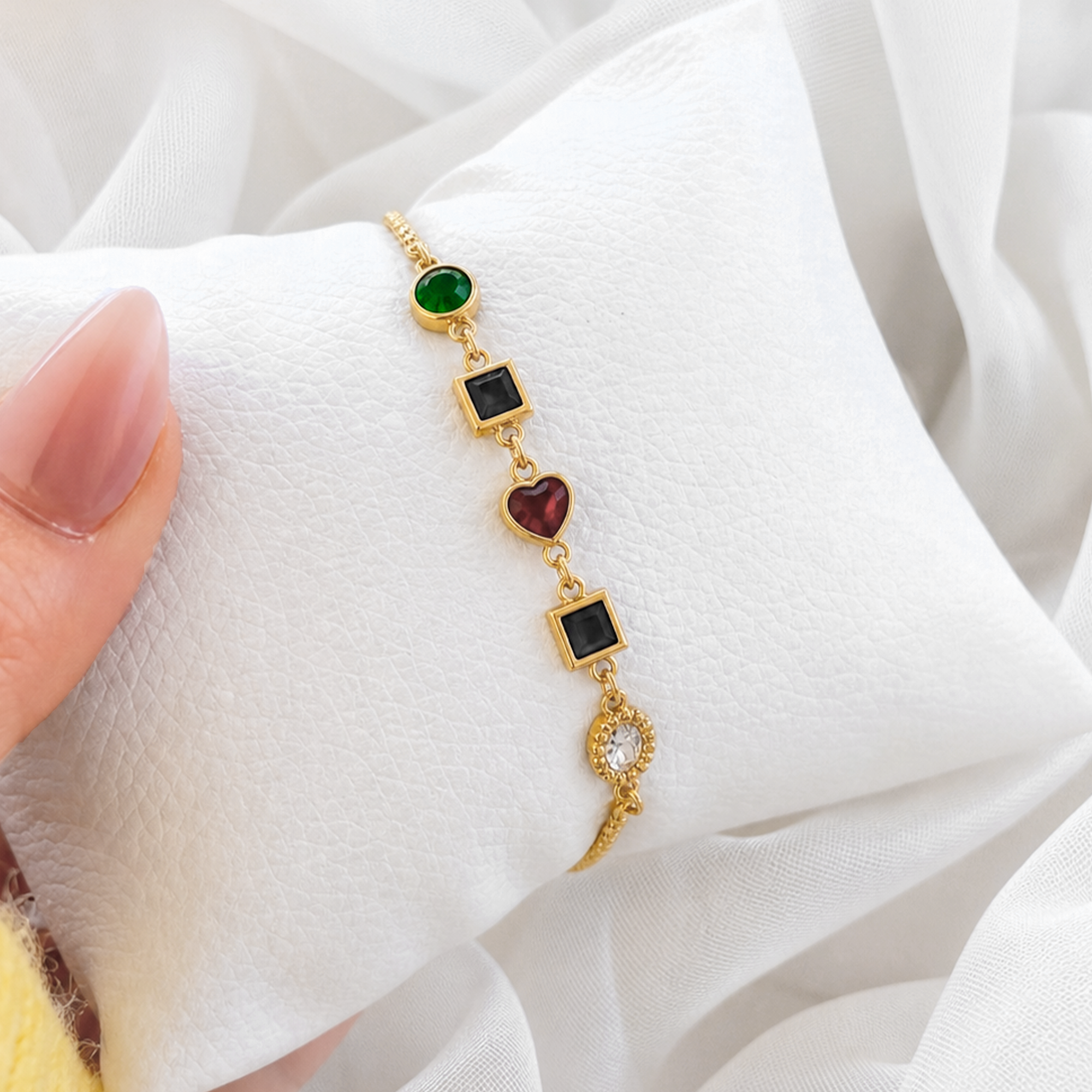 Multicolor Charm Crystal Bracelet - Gold