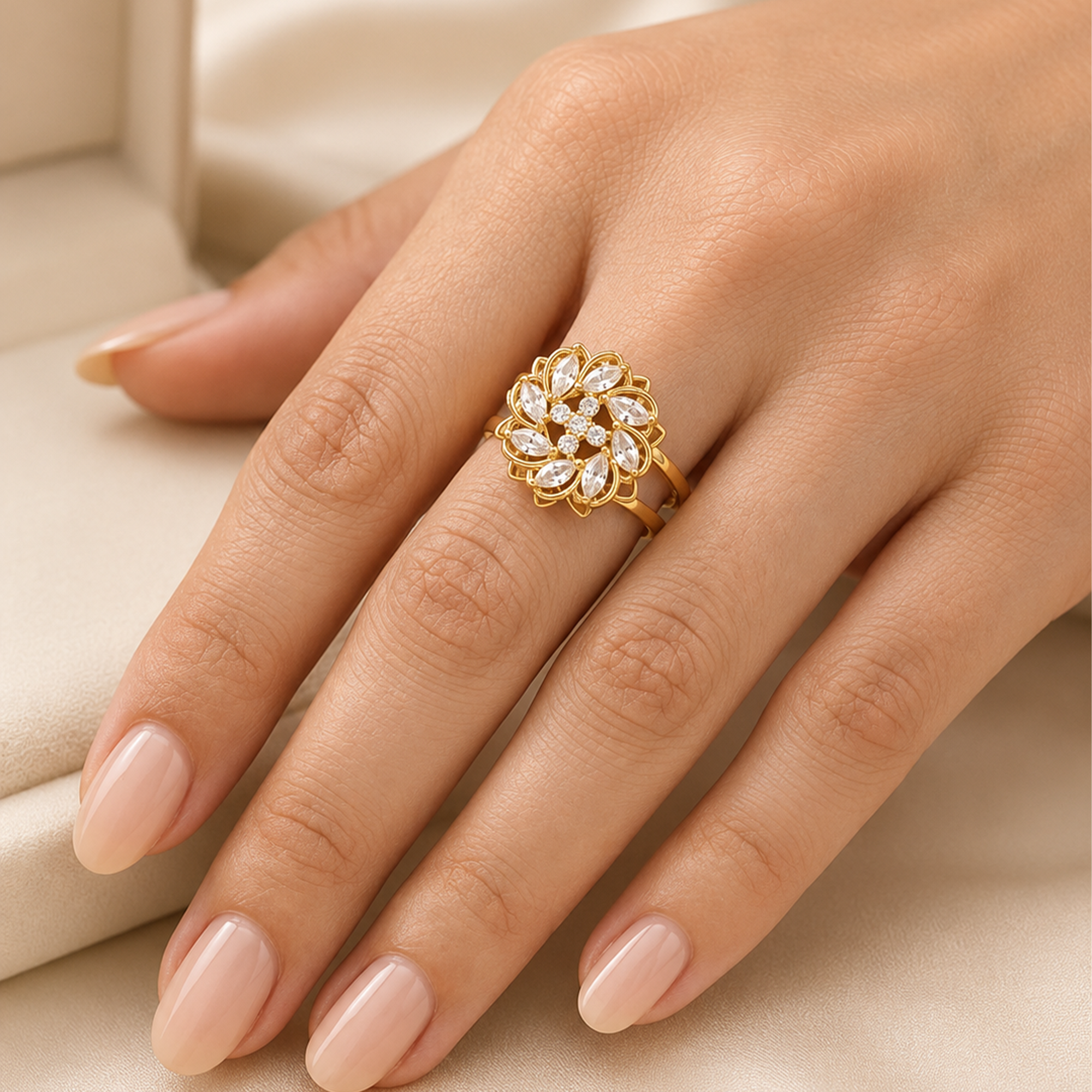 Nefert Golden Flower Ring