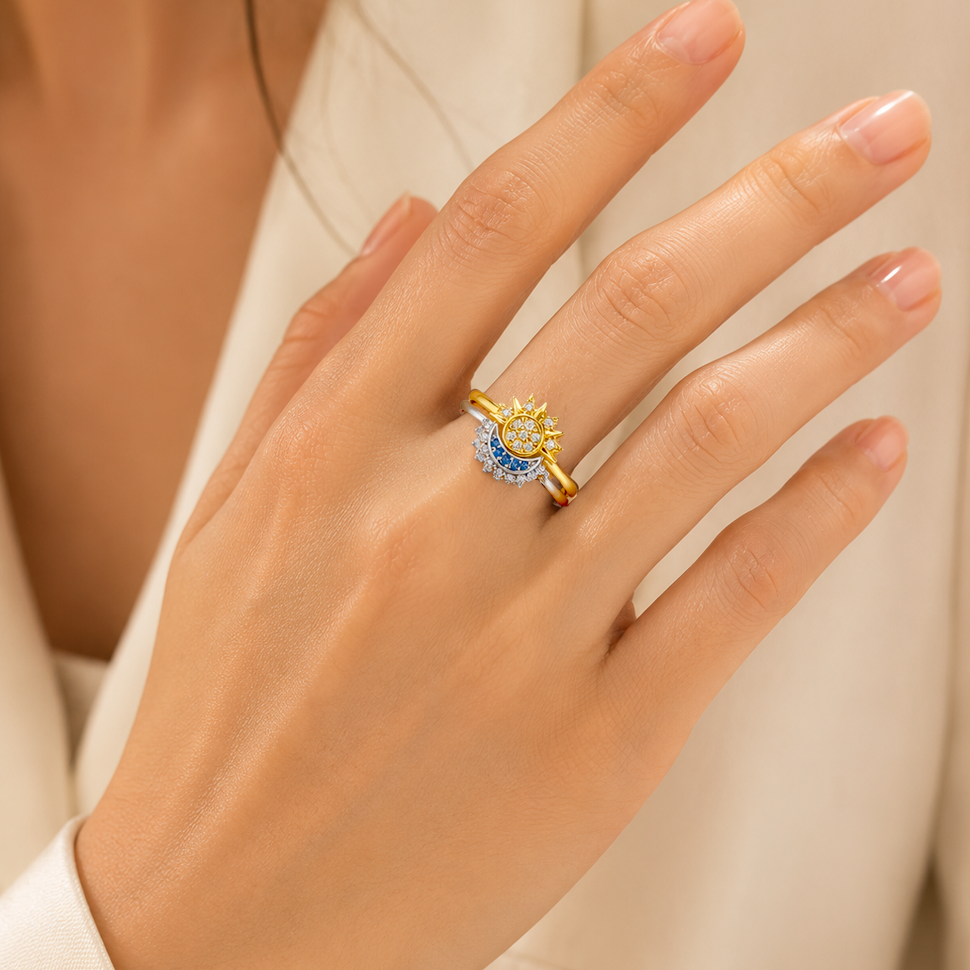 Sun & Moon Ring Set