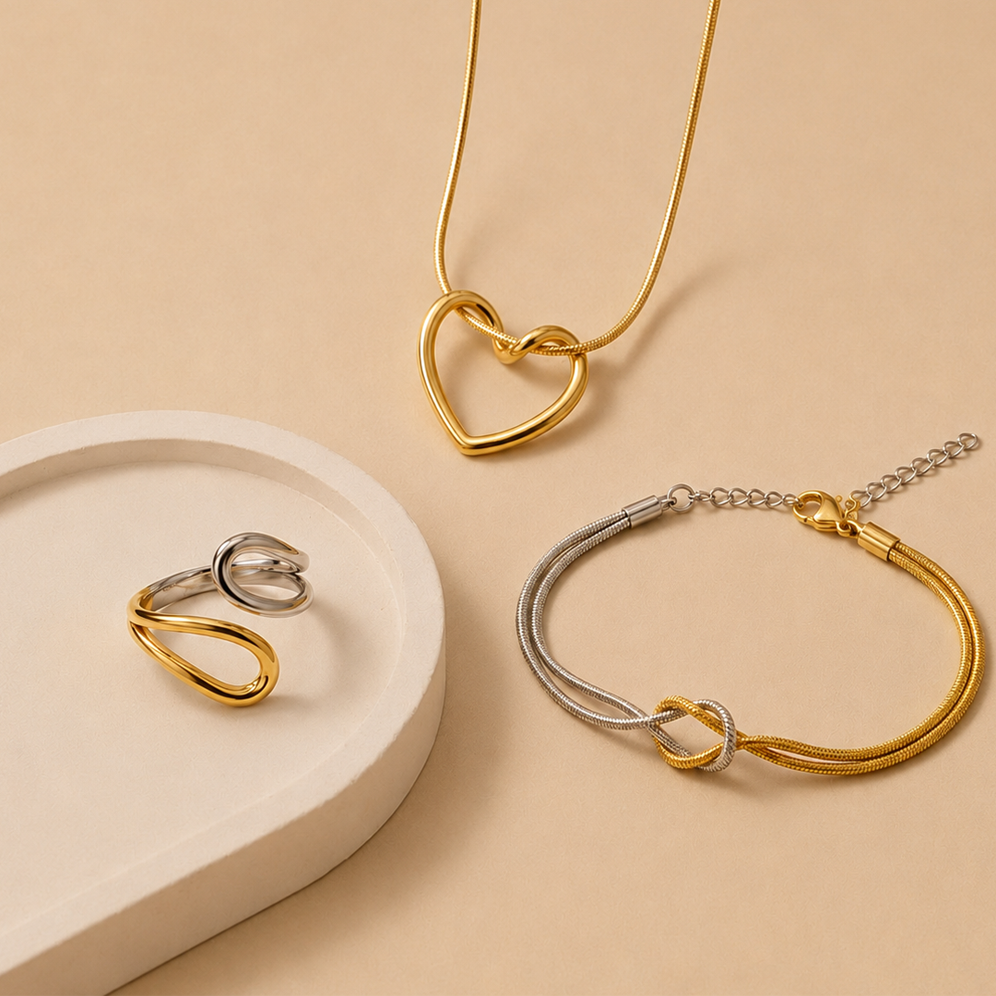 Open Heart Set – Necklace, Bracelet & Ring