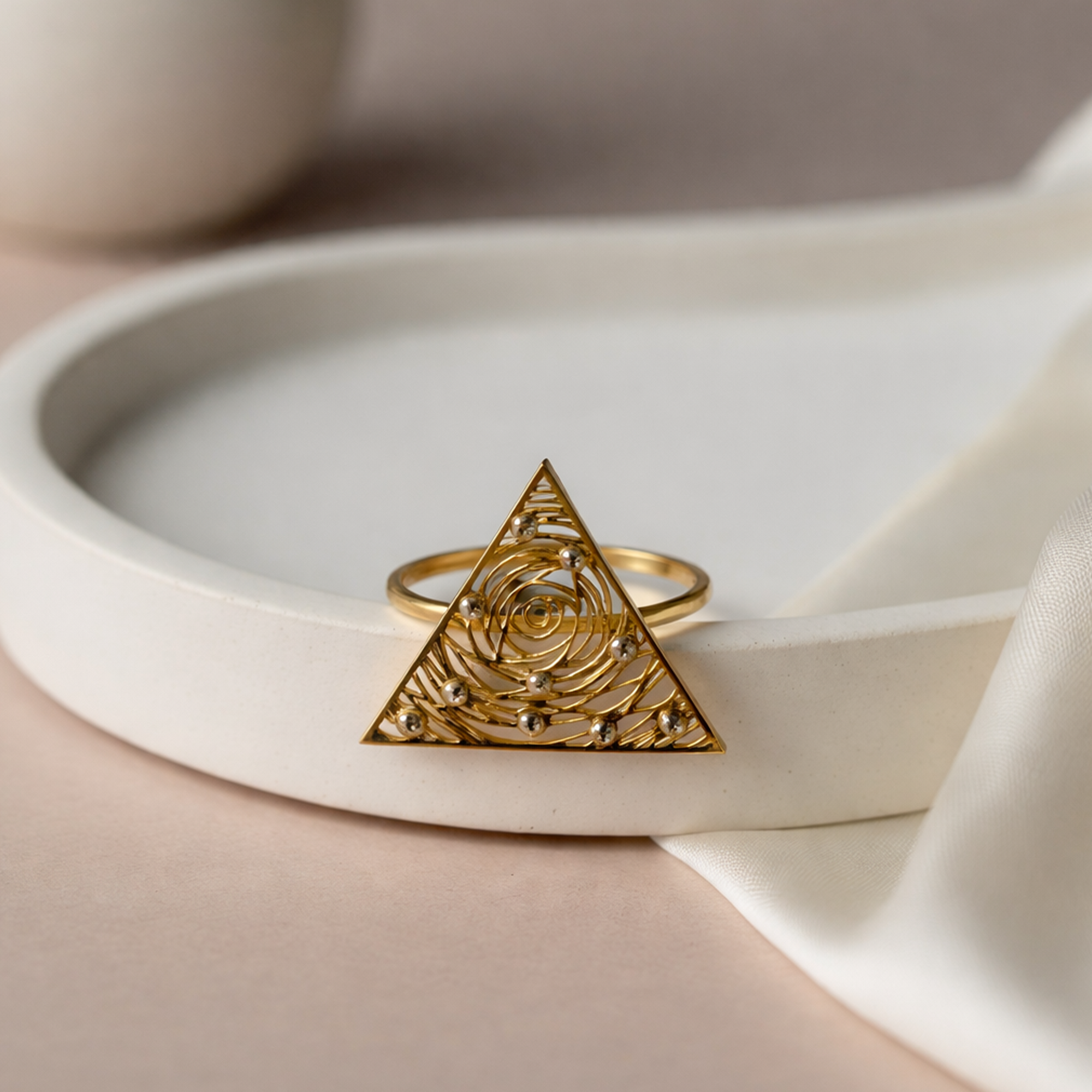 Golden Pyramid Ring