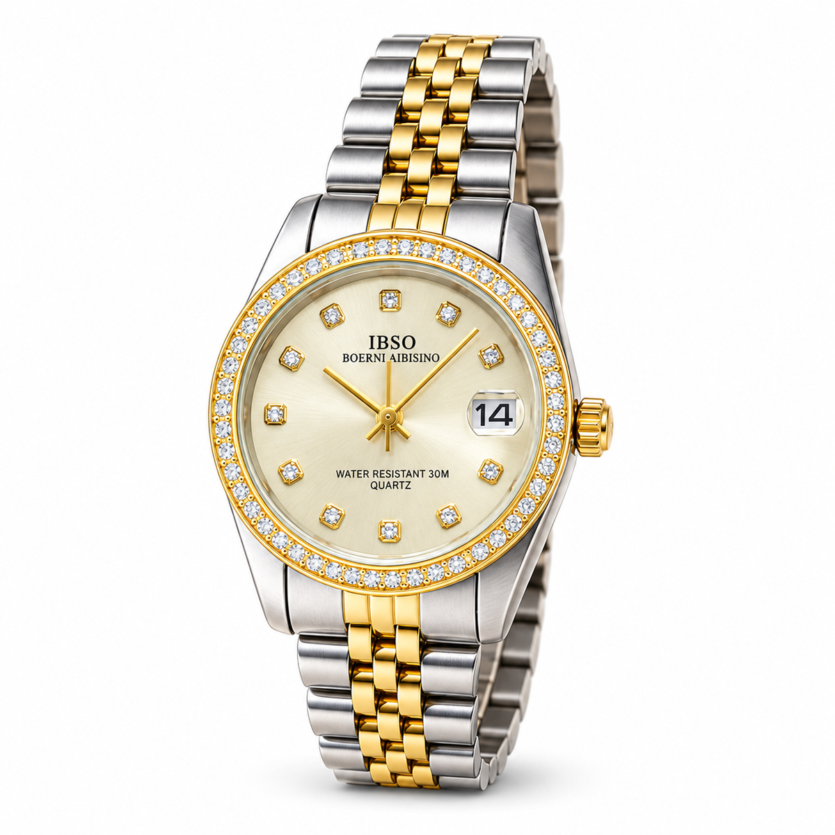 IBSO Champagne Crystal Two-Tone Watch