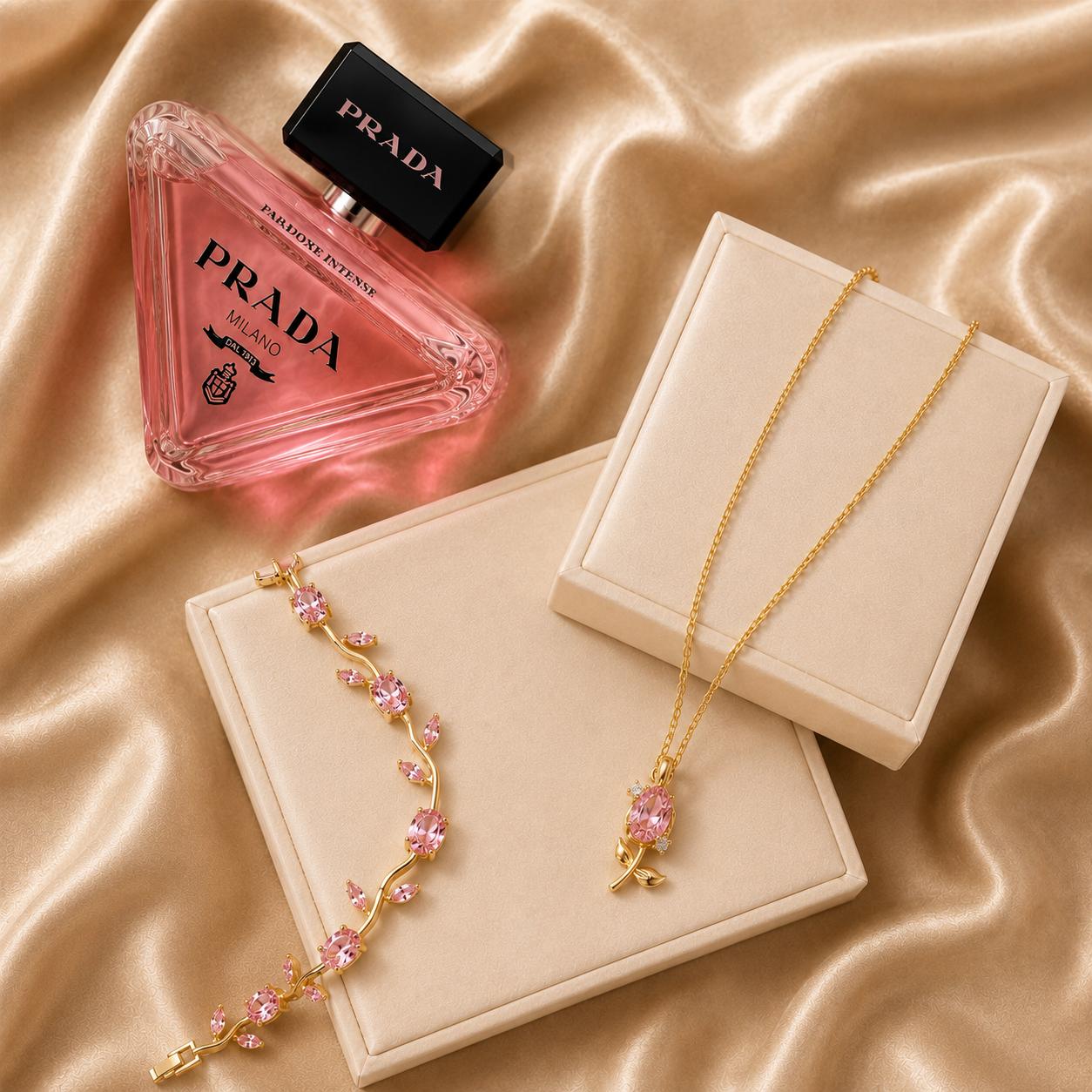 Prada Gift Bundle | Prada Paradoxe Intense & Pink Crystal Jewelry Set