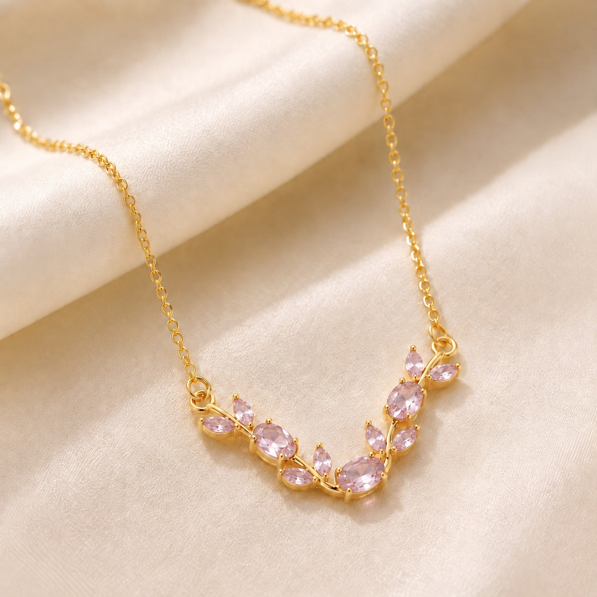 Pink Crystal Vine Necklace