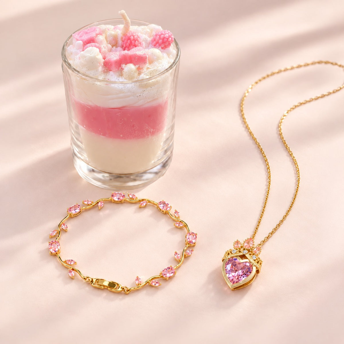 Pink Luxe Candle & Jewelry Set