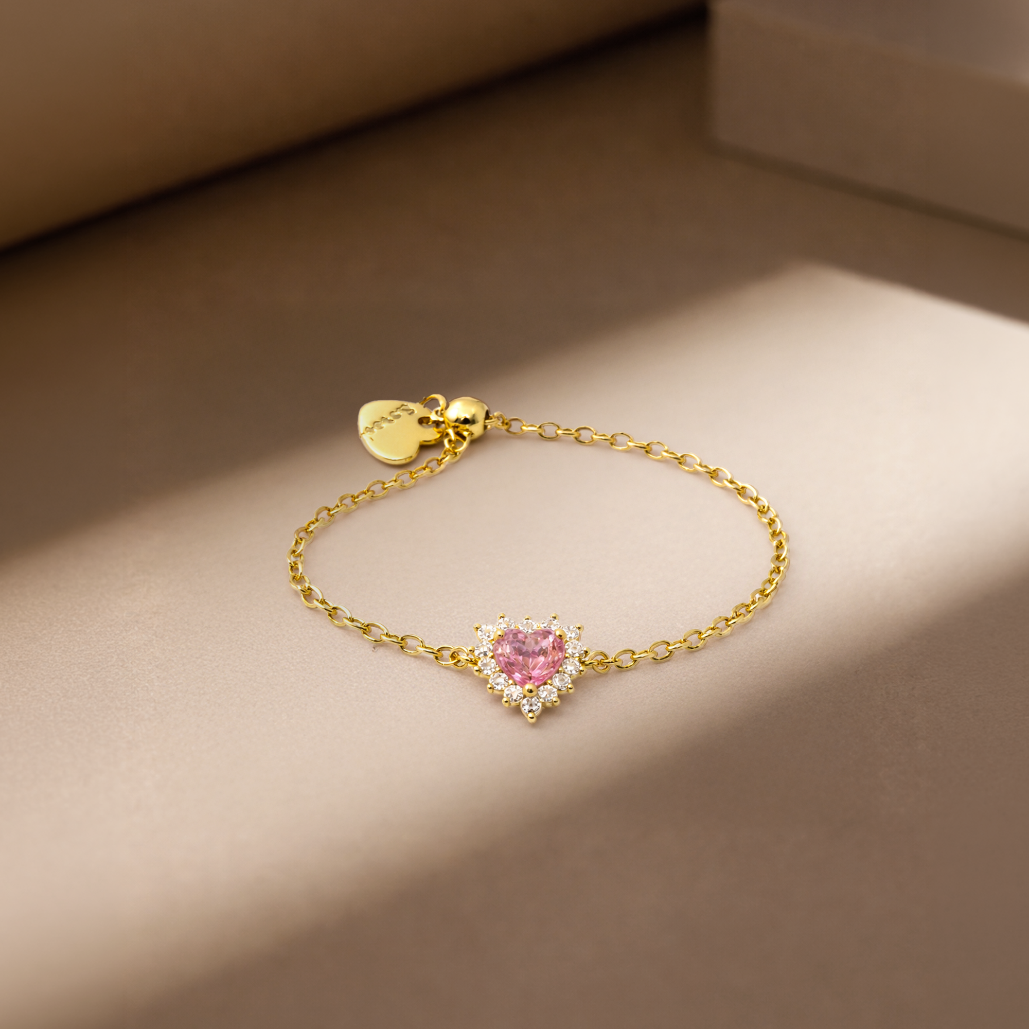 Pink Heart Charm Ring