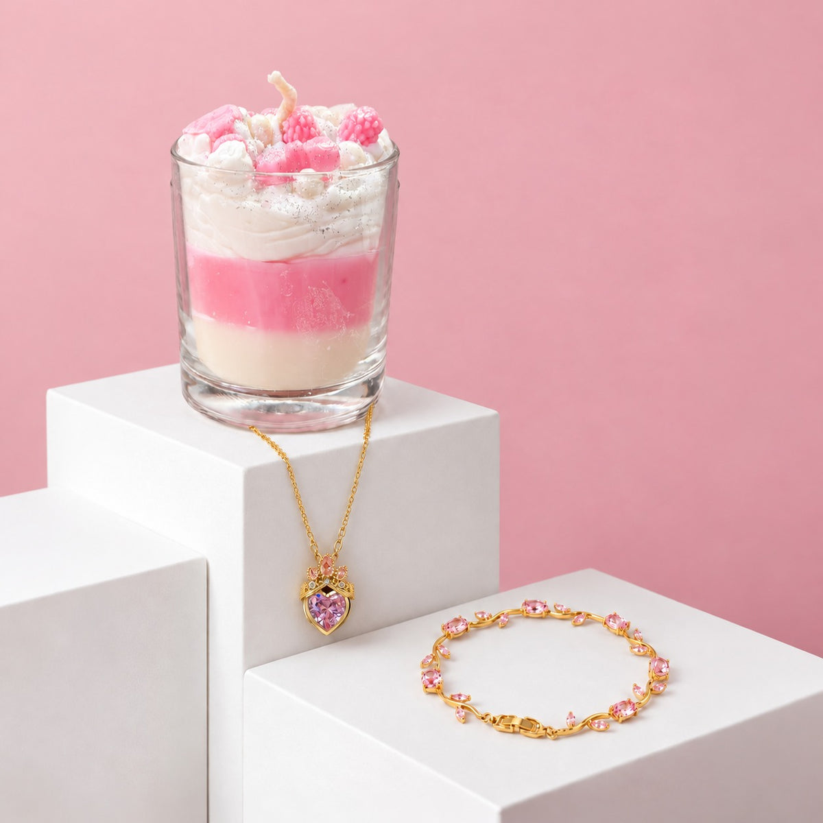 Pink Luxe Candle & Jewelry Set